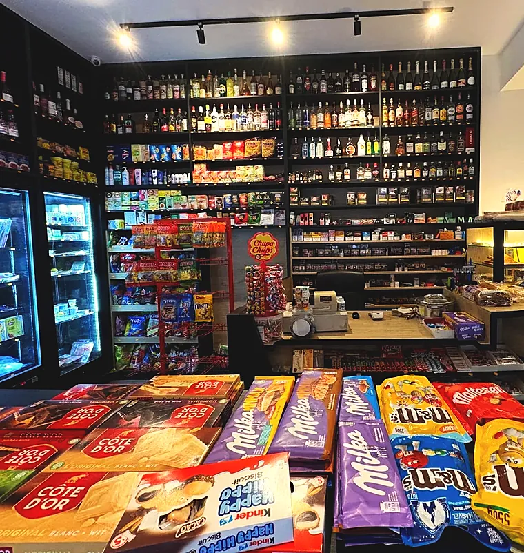 Inside Swadish — the grocery aisles of the neighbourhood shop on Rue de Flandre, Brussels
